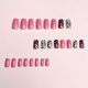 thumbnail image 4 of Juego de 24 pegatinas for uñas postizas removibles, a la moda, con estampado de leopardo rosa y rayas de longitud media, 4 of 4