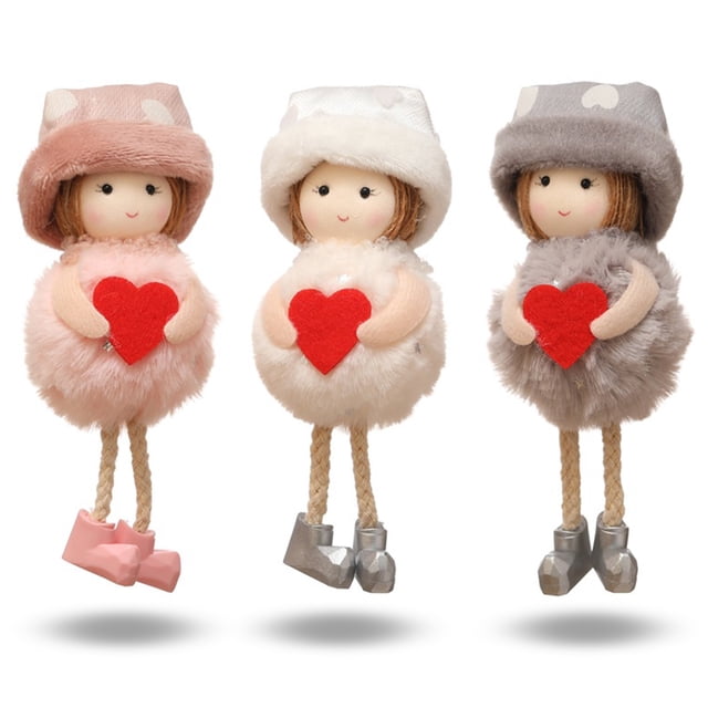 Paquete de 3 decoraciones de muñecas de feliz Navidad niña árbol colgante adornos de año nuevo fotografía de vacaciones regalos colgantes hogar Inevent HA009046-00