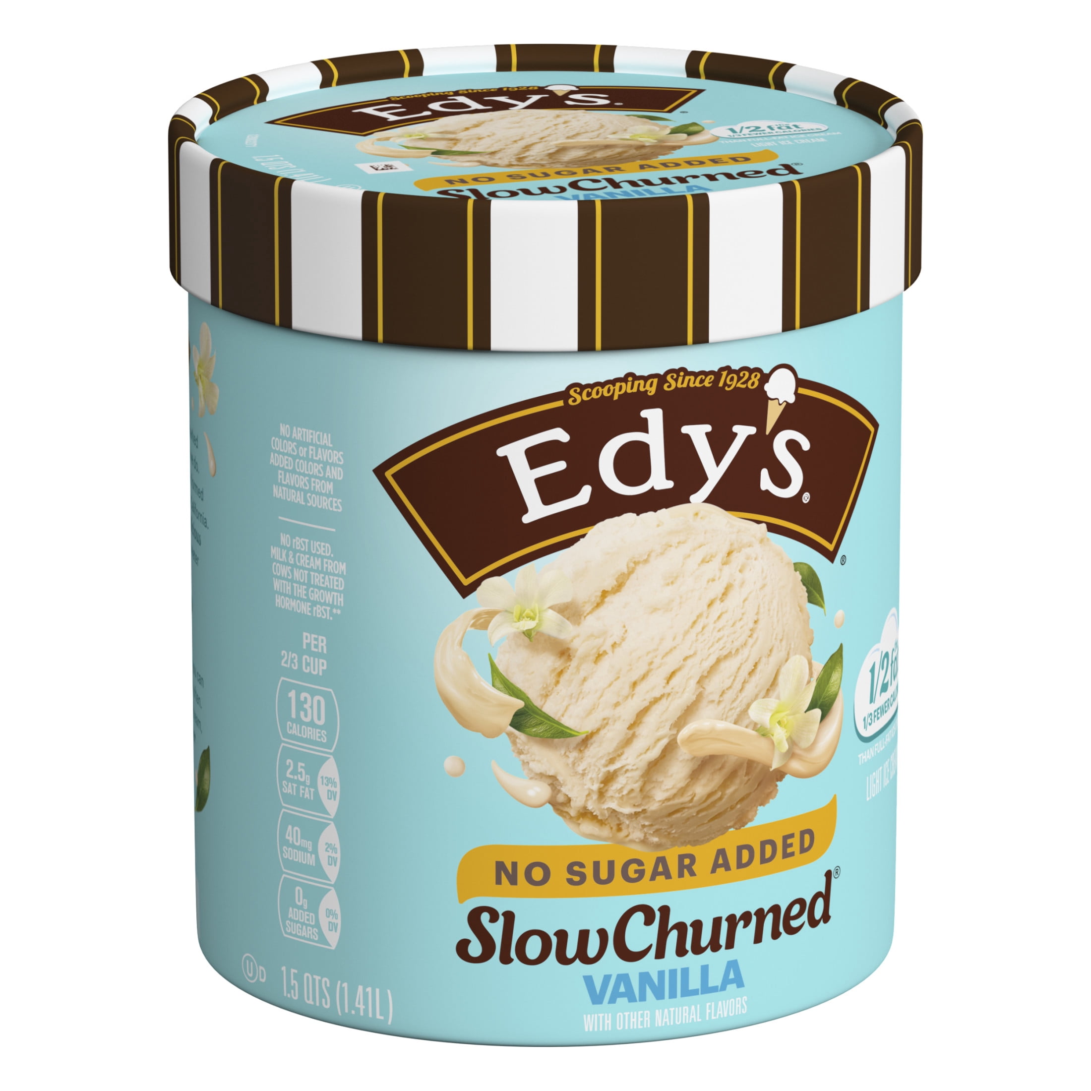 Edy's Dreyer's Slow Churned No Sugar Added Vanilla Light Ice Cream, Kosher, 1 Package, 48oz