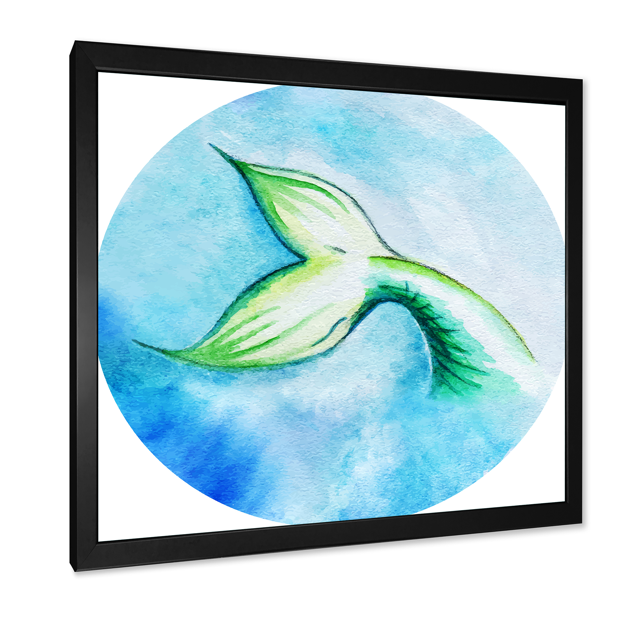 Designart 'Mermaid Green Fish Tail' Nautical & Coastal Framed Art Print