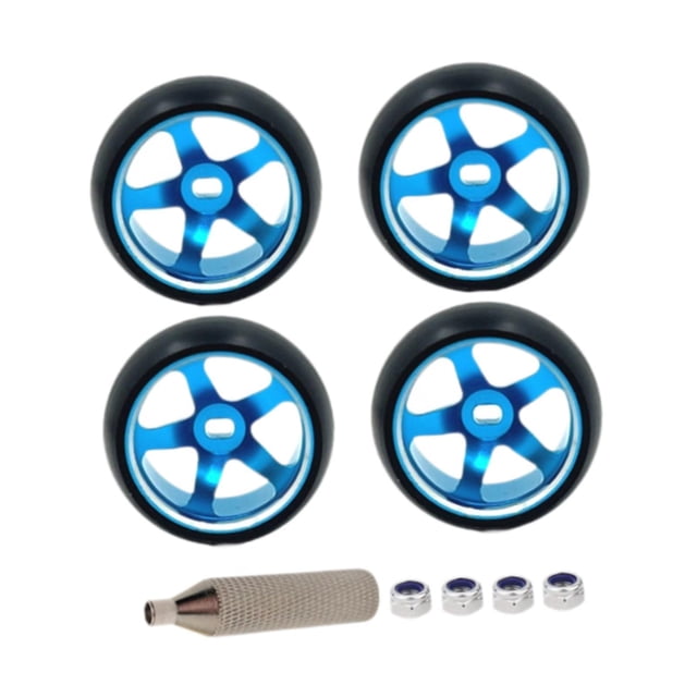 DOMELAY 4Pcs Wheel Rims Replace Modification Sturdy 25mm Premium Aluminum Alloy Rims for Blue