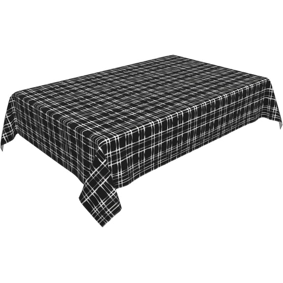 Rectangle Tablecloth 60x84 Inch, Tartan Ghost White Plaid Rectangle Table Protector Soft Tablecloths Tablecloth Protector for Daily Use Kitchen Dining Party Wedding