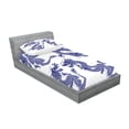 thumbnail image 2 of Ambesonne Blue Fitted Sheet & Pillow Sham Set, Japanese Dragons Mythical, Twin, Blue, 2 of 2