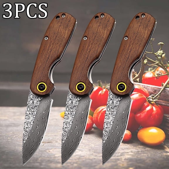 3PCS Handmade Set Damascus Steel Knife Utility Kitchen unique knives Professional Fish Slicing Knife Barbecue knives Camping Knife Hand Forged Knife Utility Knife Cutting Knife Kitchen Supplie