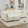 thumbnail image 2 of Corduroy Sectional Couch with Storage, U Shaped Sectional Sofa with Ottoman, Modular Sectional Couches for Living Room (Beige), 2 of 11