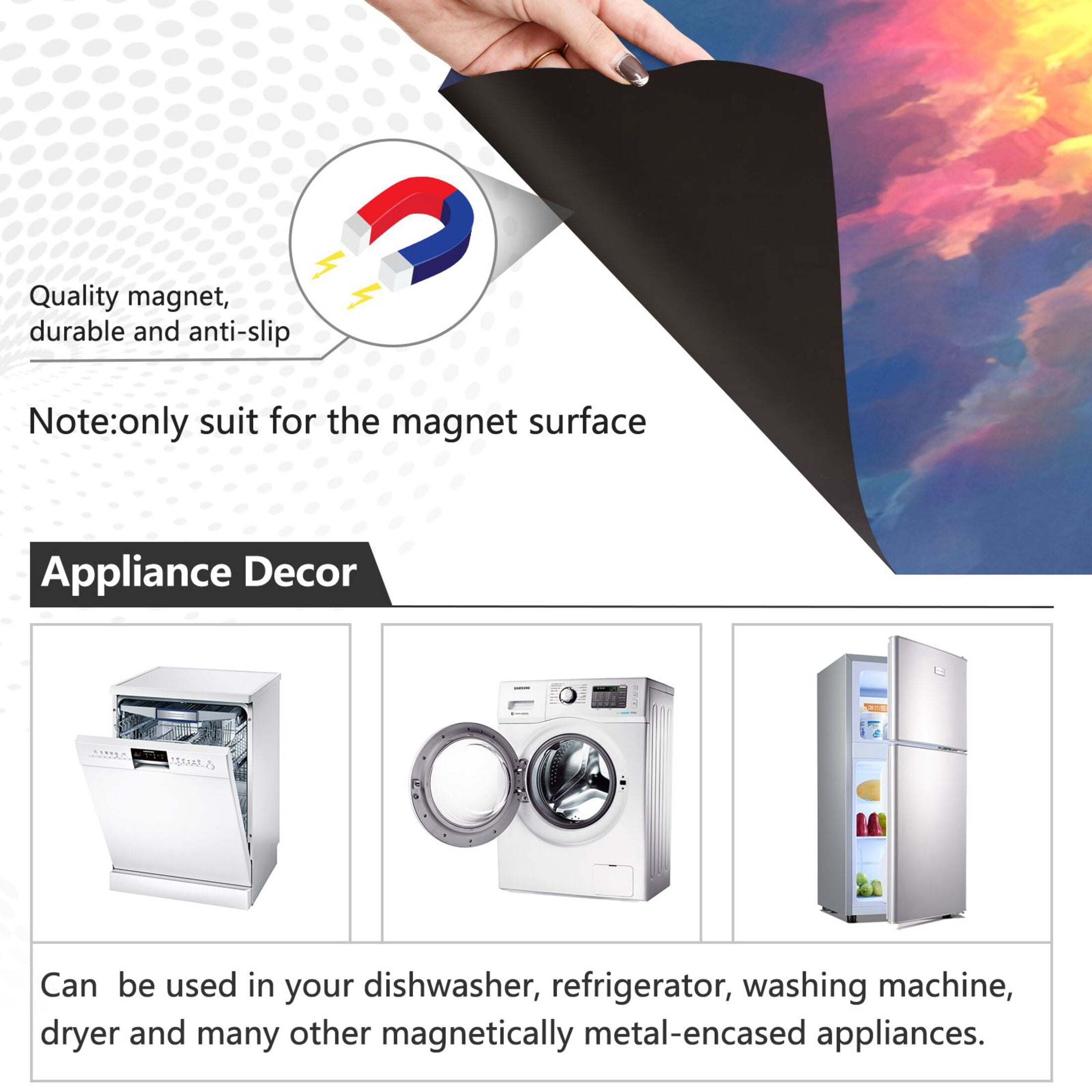 Dishwasher Magnetic Sticker 23x26 Inch Refrigerator Magnetic Sticker Washing Machine Magnetic Sticker Kitchen Panel Magnetic Sticker Home Decor Super Cool Rainbow