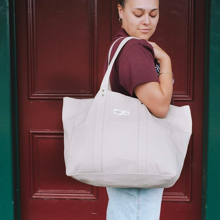 Large Canvas Tote Bag Utility Tote With 2 Front Pockets And Laptop Sleeve Heavy Duty Everyday Tote Walmart