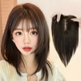 thumbnail image 3 of LEHOZIHEQ Clip in Bangs, Human Hair Wispy Bangs Clip in Hair Extensions, Medium Brown Air Bangs Fringe with Temples Hairpieces for Women Curved Bangs for Daily Wear, 3 of 3
