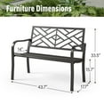 thumbnail image 3 of Durable Outdoor Bench Patio Steel Garden Furniture Deck Porch Seat Backyard Park Chair, 3 of 8