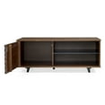 Walnut 44 Inch Solid Wood Slat Door Storage Bench by Manor Park