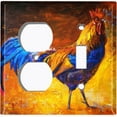 thumbnail image 4 of Metal Light Switch Plate Cover Colorful Rooster Fiery Sunset Portrait Painting PNT006, 4 of 13