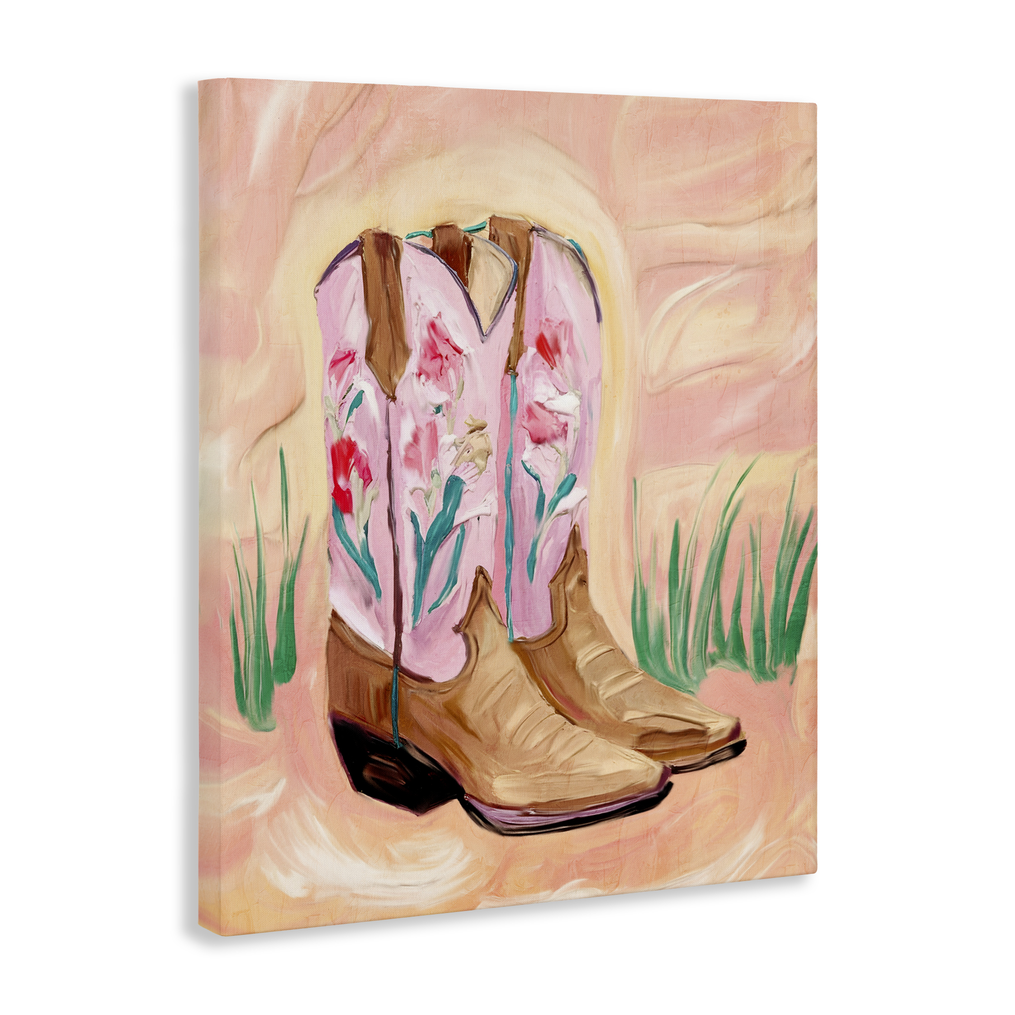 Floral Pinks Boots Canvas Wall Art, design by Kim Allen