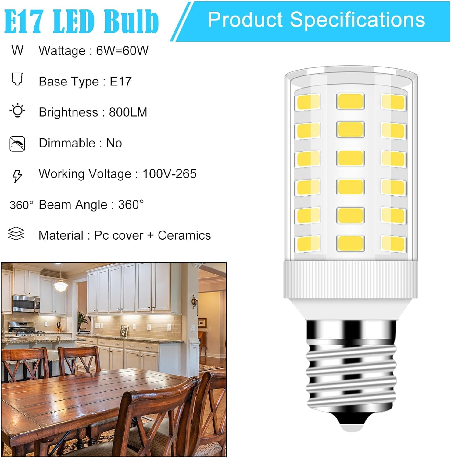 2-Pack LED Refrigerator Light Bulbs - 4W 5000K Daylight White, 600LM, E26 Base, Replacement For Fridge, Freezer, Appliance Bulbs