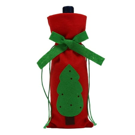 - Huppin's Hot Sale Tie Bottle Sets Decor Santa Reindeer Tree Christmas Bottle Cover Christmas Party