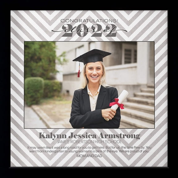 Grad | Personalized Graduation Commemoration Gift, Print, Wall Decor - Diagonal Stripe Photo