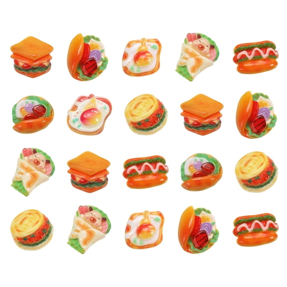 Uxcell Dollhouse Miniature Food, Cute Mixed Chinese Pork Sandwich Figures Toys Mini Resin Foods for Pretend Play Kitchen Cooking Game & Doll House Decor (Mixing Colors, 20pcs)