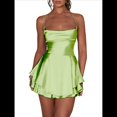 thumbnail image 2 of Mono Elegante de Satén para Mujer, de Verano, Sin Mangas, con Espalda Descubierta, Tirantes Finos y . Verde Fluorescente S, 2 of 6