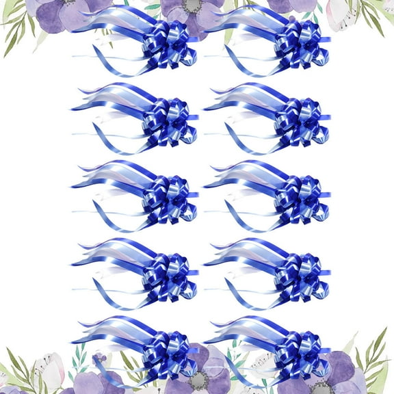 Phenofice 10Pcs Blue Plastic Pull Bows for Wedding Party and Reception Decor
