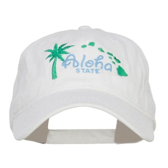 Hawaii Aloha State Embroidered Cap - White OSFM