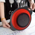 thumbnail image 2 of Collapsible Colander, Set of 2 Pcs Collapsible Strainer, Space-Saving Kitchen Strainer, Food-Grade Silicone Folding Strainer Colander with Handle, Red, 2 of 4