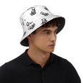 thumbnail image 6 of Bucket Hat for Men Women, Black White Cartoon Cat Bones Breathable Sun Hat Summer Beach Hats, Fun Womens Mens Bucket Hat for Travel Outdoor Vacation Fishing Hiking Sports, 6 of 6