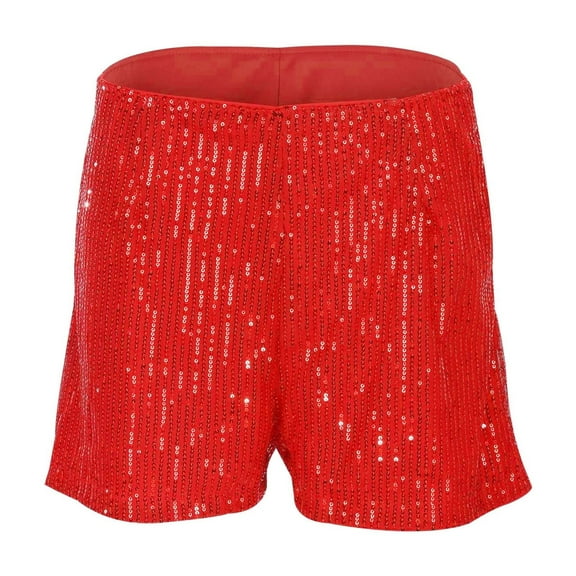 Womens Shorts 2025 Summer Casual Loose A Line Glitter Clubwear Night Out Loose High Waisted Short S-XL