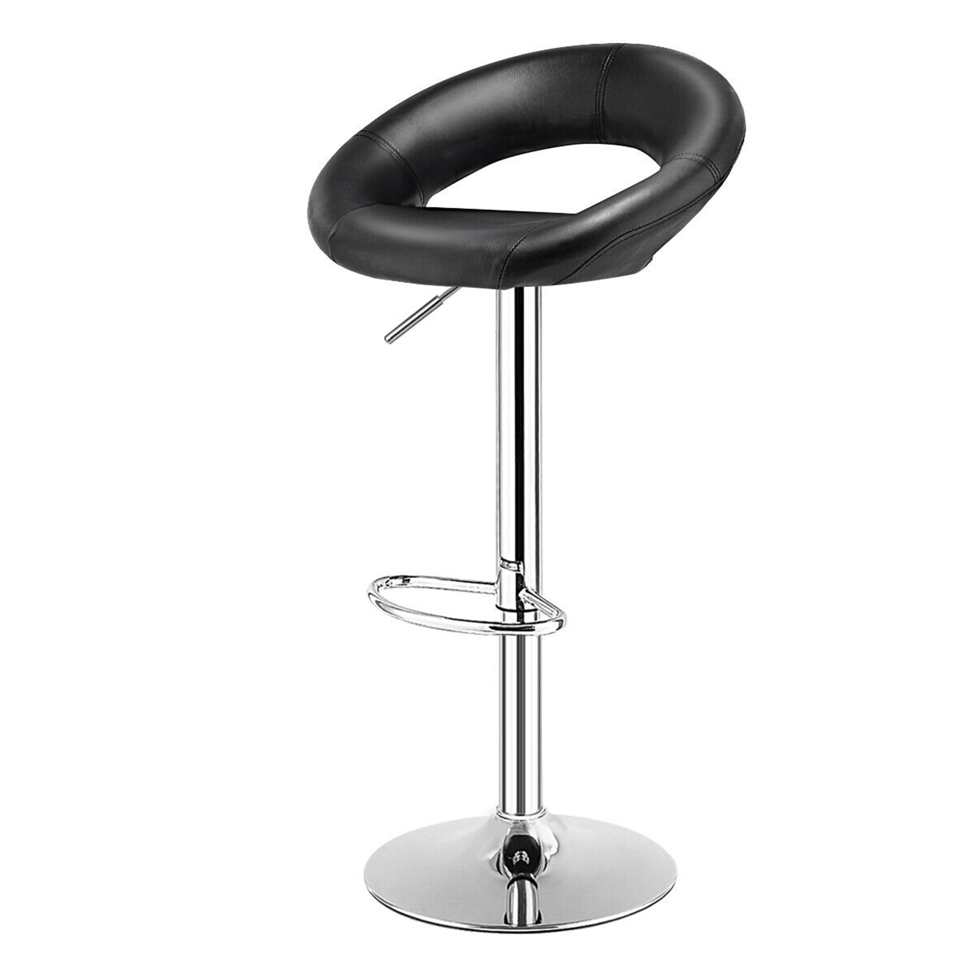 Gymax Bar Stool with Adjustable Height & Swivel, Black, Set of 4