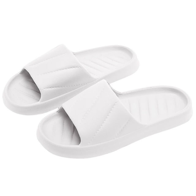 Mens and Womens Home Slippers Simplicity Solid Color Quick Drying Soft Sole Comfortable Non-Slip Indoor and Outdoor EVA Slippers White-08