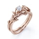 thumbnail image 4 of JeenMata Anillo de Bodas Solitario de Moissanita de Corte Redondo con Diseño de Enredadera de Hojas de 0,5 Quilates y 4 Puntas Engastado en Oro Rosa de 18 K sobre Plata, 4 of 5