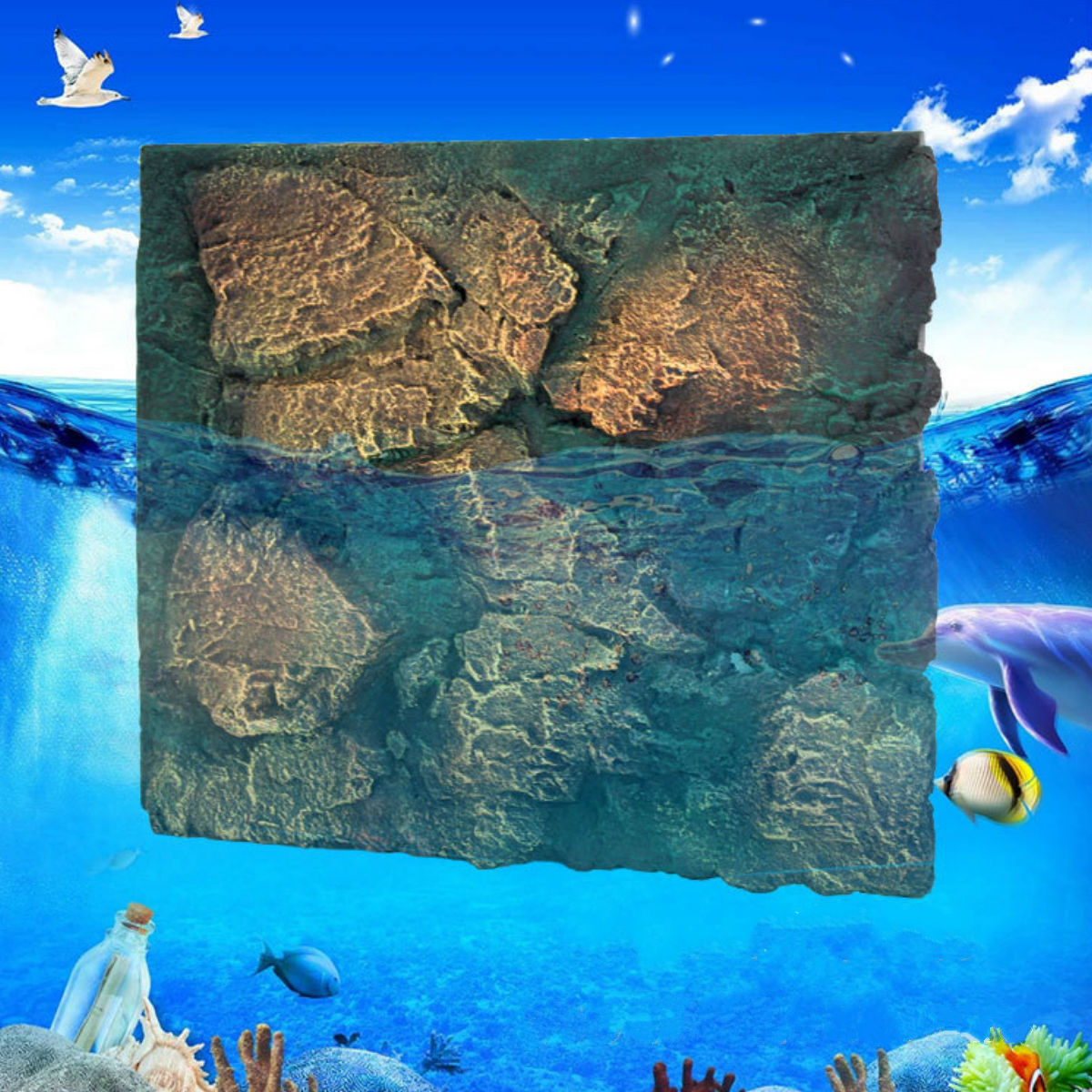 24 X20 3d Pu Rock Stone Aquarium Background Reptile Fish Tank Backdrop Decor Walmart Com Walmart Com