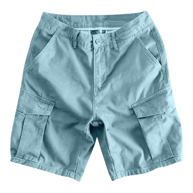 Txeol Cargo Half Pants for Men Elastic Waist Linen Shorts with