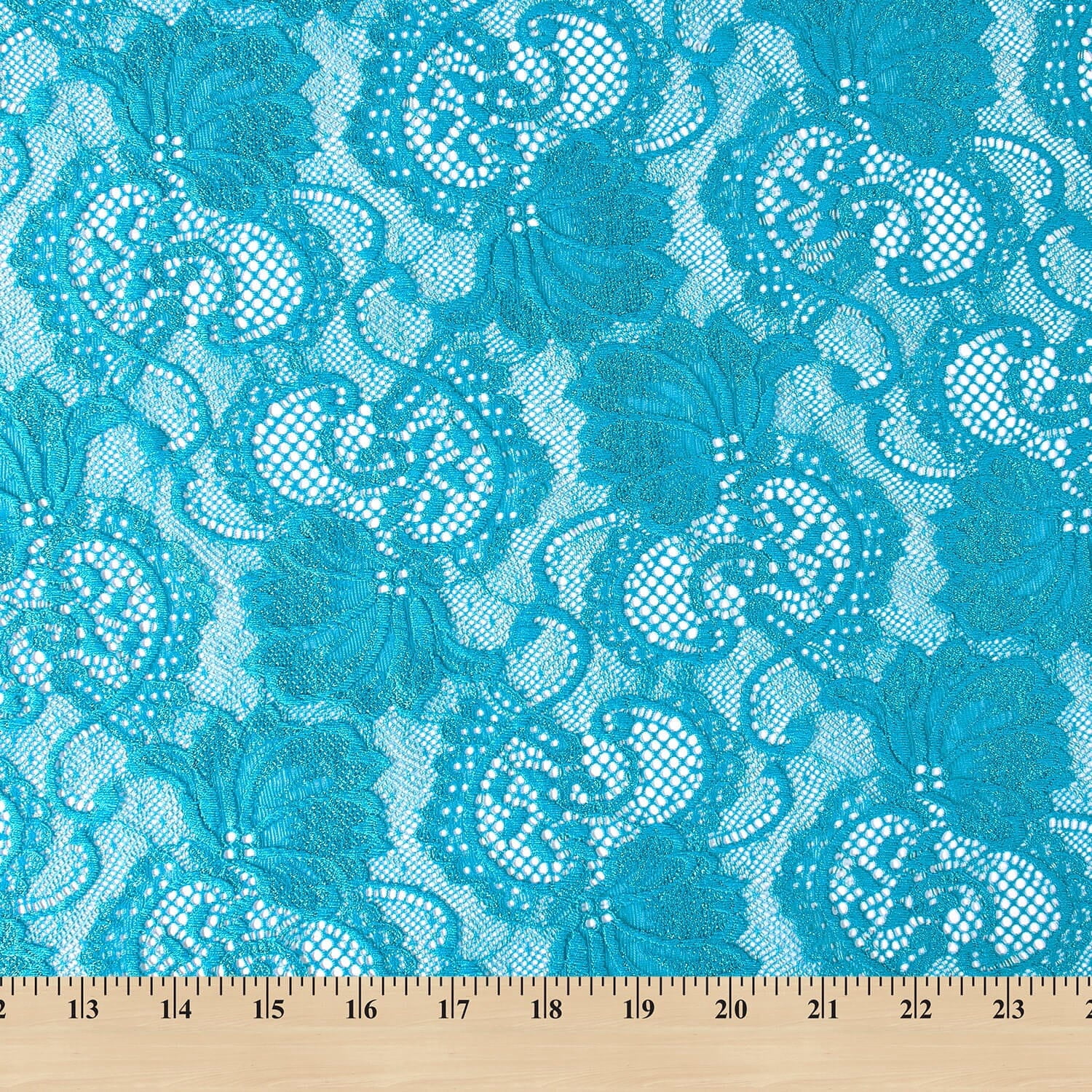 Stretch Lace Fabric Embroidered Poly Spandex French Floral Victoria 58" Wide by the yard (Turquoise)