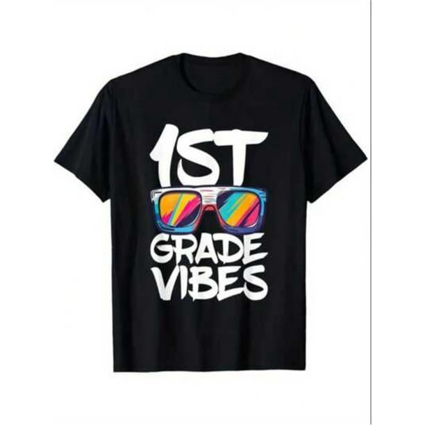 1st Grade Vibes Shirt Back To School First Grade Boy Girl T-ShirtKids Boys Girls Trendys Cotton Tops Short Sleeve, Street Short Sleeve Tee, Comfort Tee, Casual Summer Tee, Must-Have Fashionable Tee