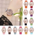 thumbnail image 3 of Ruanlalo Round Butterfly Rhinestone Faux Leather Band Analog Women Quartz Wristwatch Purple, 3 of 6