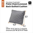 thumbnail image 2 of Classic Accessories Montlake FadeSafe Patio Chair/Loveseat Back Quilted Cushion, 25 x 22 x 4 Inch, Grey, 2 of 10