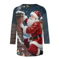 thumbnail image 7 of Makaor Fall Tops for Women Trendy Christmas Plus Size Crew Neck Shirts Santa Graphic 3/4 Sleeve Pullover Tees Cute Vacation Clothes, 7 of 7