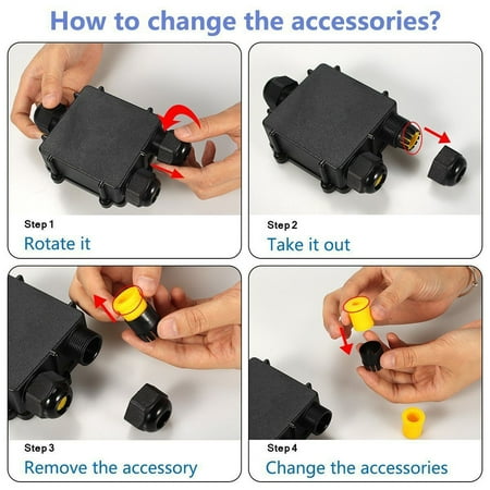 3 Way 24a 450v Black Outdoor Waterproof Ip68 Cable Connector Junction Box Electric Enclosure Case For Dia 4 8mm Canada 3 Way 24a 450v Black Outdoor Waterproof, How To Remove Outdoor Junction Box