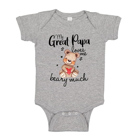 My Great Papa Loves Me Beary Much Baby Bodysuit One Piece NB Athletic Heather