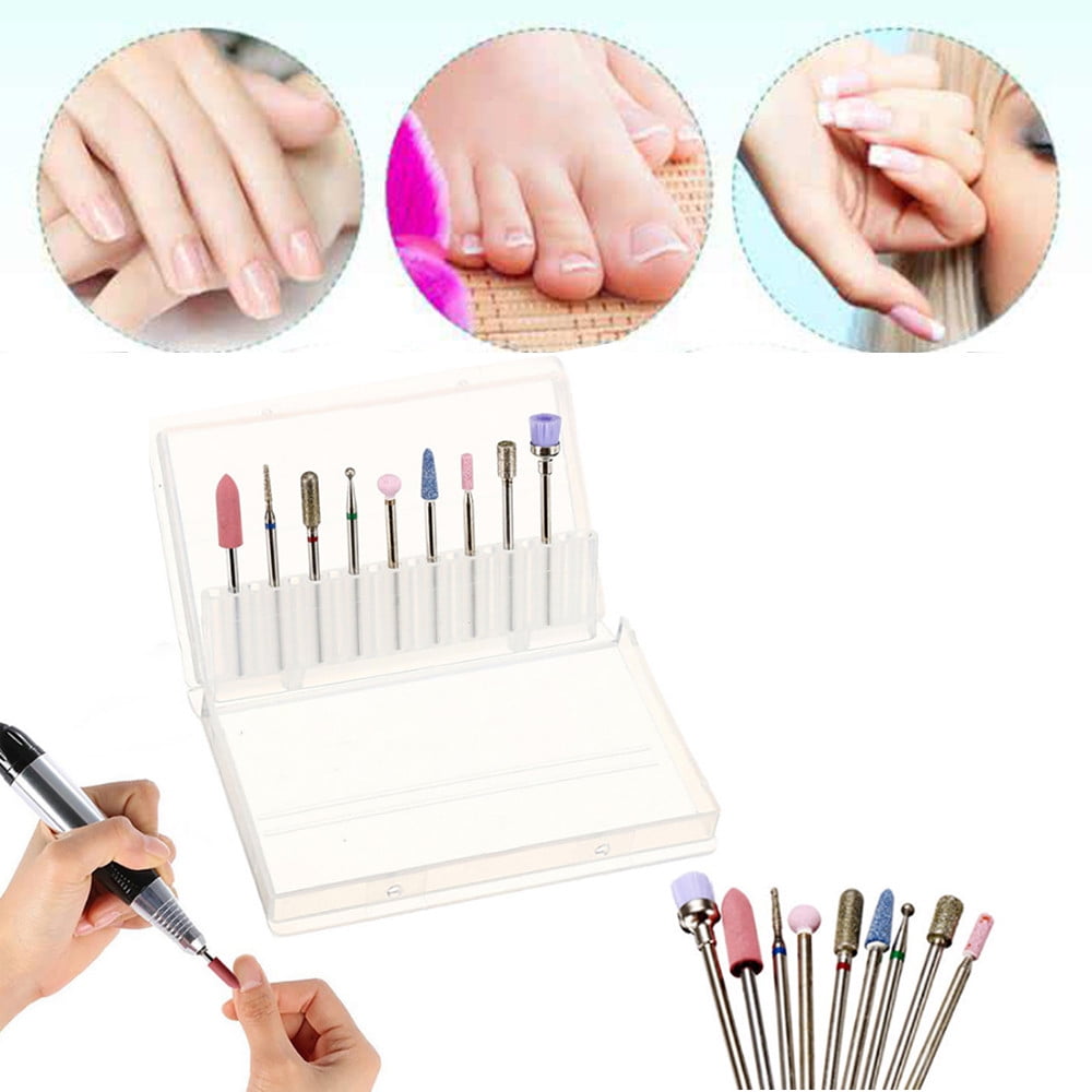 9PC Carbide Nail Drill Bit Gel Remove Polishing Nail Polish Tool