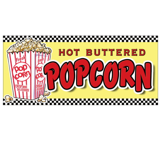 Popcorn Buttery Fresh Concession Trailer Food Cart Truck Menu Sign Sticker Decal 