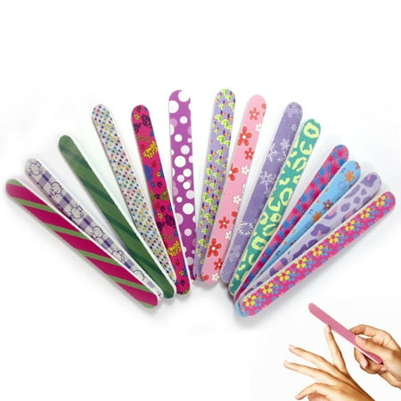- 12 Double Sided Nail File Emery Board Manicure Pedicure Assorted Gift Set Design