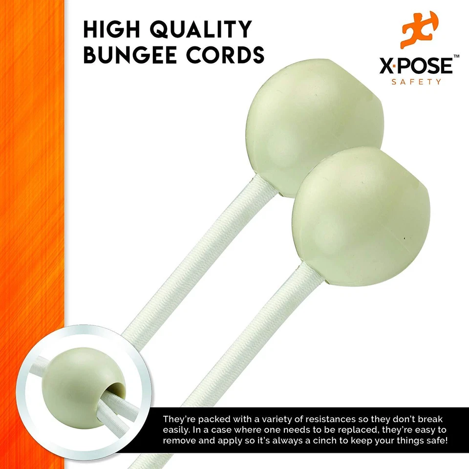 CIRCLE- 9” White Ball Bungee Cord Tarp Bungee Tie Down Strap - 25 Pack