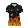 thumbnail image 6 of Whosucclay Soft Women Short Sleeve Golf Shirts, Flaming Pumpkin Pattern Polyester Quick Dry Lightweight Tennis Shirt for Travel Hiking Summer Size Small, 6 of 9