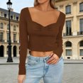 thumbnail image 2 of DHFJKG Womens Long Sleeve Shirts Crop Top Slim Fit Sweetheart Neck Basic Tee Soft Stretch 2026 Fall Top Comfortable Cozy Tops, 2 of 4