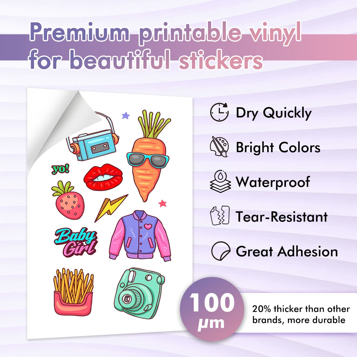 Koala Printable Vinyl Sticker Paper Roll – 13in X 32.8ft Glossy For Inkjet Printers