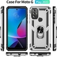 thumbnail image 3 of for Moto G Play 2023 Case, Moto G Play 2023 Phone Case with HD Screen Protector, Military Grade Protective Cases with Ring for Moto G Play 2023 (Silver), 3 of 12