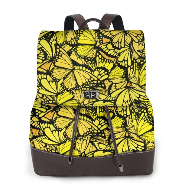 Fotbe Yellow Butterflies Mochila Bolso con Estampado para Mujer, Mochila Antirrobo de Nylon Impermeable, Bolsa Ligera de Hombro
