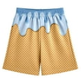 thumbnail image 2 of BloomJoy Little Kid Ice Cream Shorts 2-14T Boy Girl Elastic Waist with Pockets Summer Cool Preppy Ice Cream Baseball Shorts 7-8 Years Blue Summer Shorts, 2 of 5