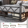 thumbnail image 2 of EnHomee Twin Metal Bed Frame with Vintage Headboard & Footboard Metal Platform Bed Frame Twin Heavy Duty Metal Bed Frame with LED Lights & Charge Station &Storage, Noise Free, Black, 2 of 10