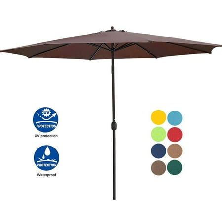 11 Foot Umbrella Sundale Outdoor 11 Feet Round Market Patio Umbrella 1.9in Bronze Aluminum Pole with Crank, Sun Protection and Fade Resistant Canopy, No Push Button Tilt, Coffee ()